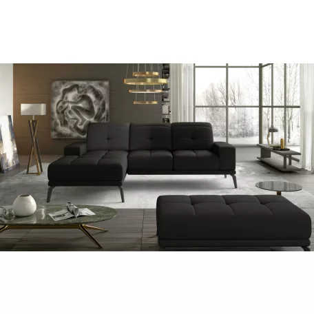 Corner torrense + pouf lounge ülőgarnitúra szett, fekete, bal