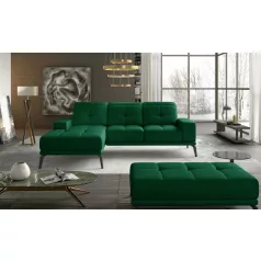   Corner torrense + pouf lounge ülőgarnitúra szett, sötétzöld, bal