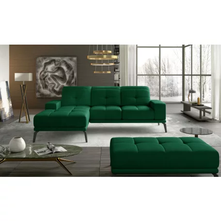 Corner torrense + pouf lounge ülőgarnitúra szett, sötétzöld, bal