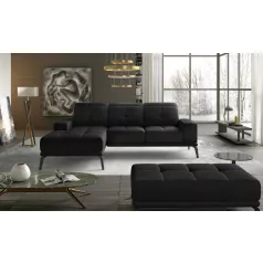   Corner torrense + pouf lounge ülőgarnitúra szett, fekete, bal