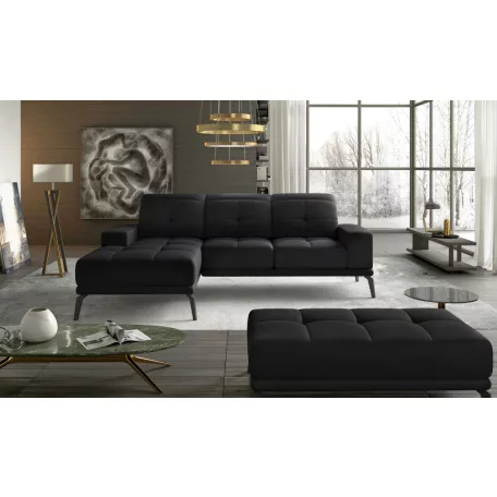Corner torrense + pouf lounge ülőgarnitúra szett, fekete, bal