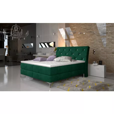 Adel 160x200 boxspring ágy  sötétzöld