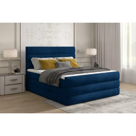 Cande 140x200 boxspring ágy  sötétkék