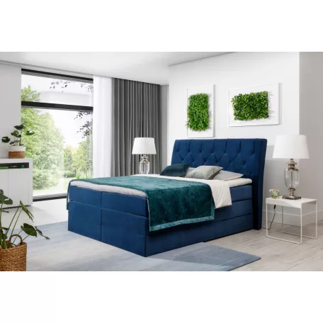 Mirabel 140x200 boxspring ágy  sötétkék