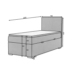 Rocco 90x200 boxspring ágy, fekete, bal