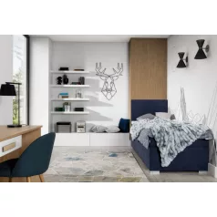 Rocco 90x200 boxspring ágy  sötétkék, jobb