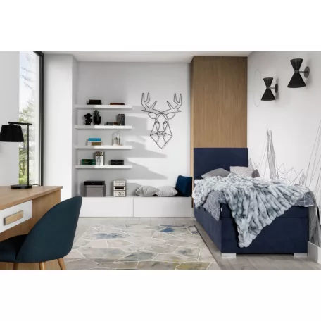 Rocco 90x200 boxspring ágy  sötétkék, jobb