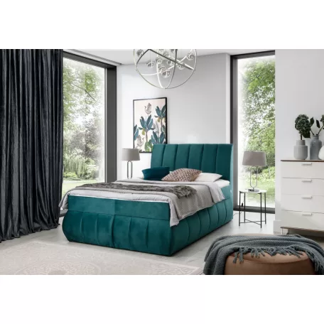 Vincenzo 160x200 boxspring ágy  sötétzöld