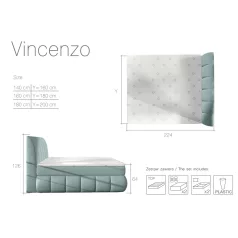 Vincenzo 180x200 boxspring ágy  szürke