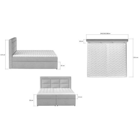 Vivre 180x200 boxspring ágy  szürke