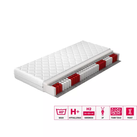 Pedro Táskarugós matrac 140x200 hipoallergén huzat, fehér