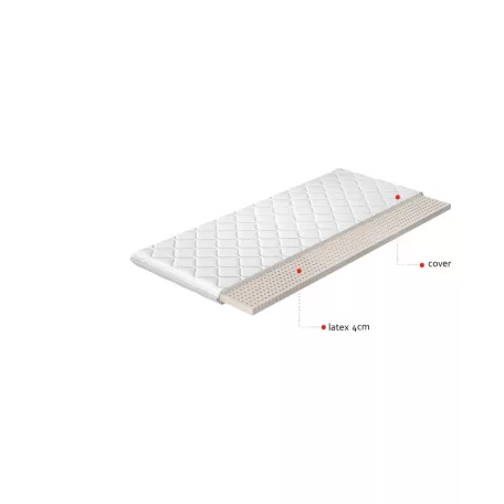 Topper latex 120x200 hipoallergén huzat, fehér