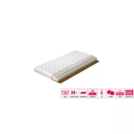 Latex matrac mokka 160x200 hipoallergén huzat, fehér