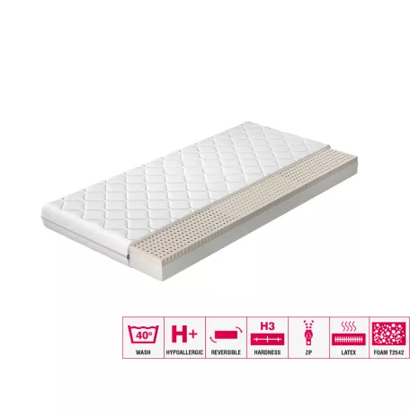 Latex matrac moska 90x200 hipoallergén huzattal, fehér