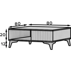   Entsian 80 kávézóasztal kézműves tölgy dohányzóasztal,