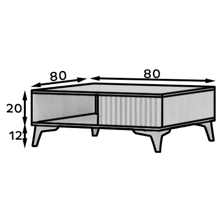 Entsian 80 kávézóasztal kézműves tölgy dohányzóasztal,