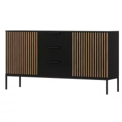 Meorati 150 komód fekete, kézműves tölgy komód, fekete