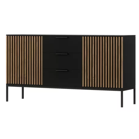 Meorati 150 komód fekete, kézműves tölgy komód, fekete