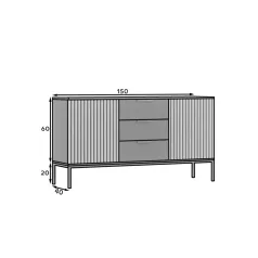 Meorati 150 komód fekete, kézműves tölgy komód, fekete