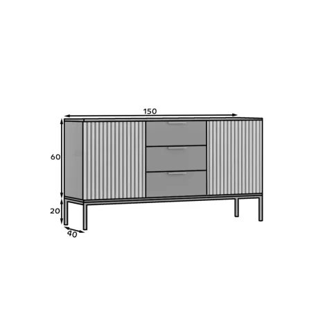 Meorati 150 komód fekete, kézműves tölgy komód, fekete
