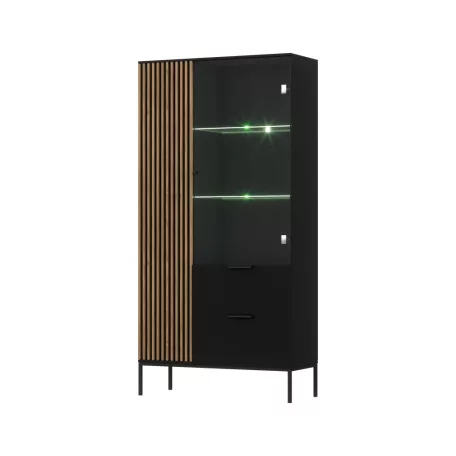 Meorati 100 vitrin fekete, artisan oak vitrin, fekete