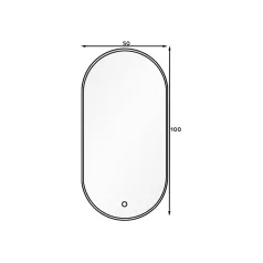   Arducati A, 50x100x2,5cm, Tükrök világítással, Fehér, Tükör