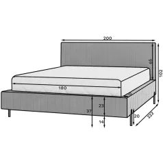 Plissa ágy 180x200  bézs