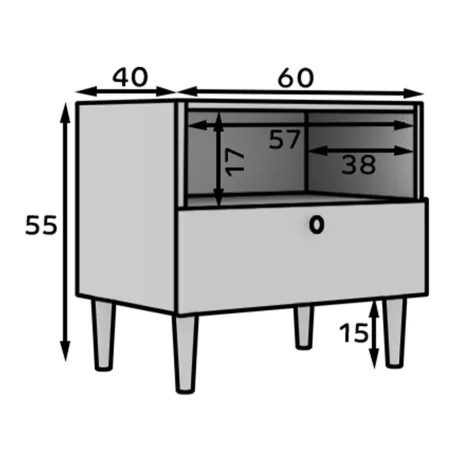 Dullum 60 asztal fehér éjjeli szekrény, fehér