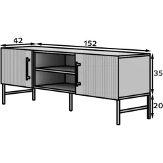 Raftt TV szekrény, RTV szekrények, Fekete, Fekete