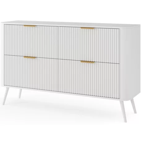 Chavelle komód, Fiókos szekrények, Fehér, Fehér
