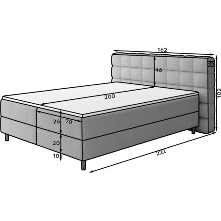 Camma 160x200, Boxspring ágy, Fekete, Luxo 10