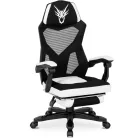 BING Forgós Gamer Szék Lábtartóval Fekete/Fehér