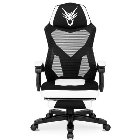 BING Forgós Gamer Szék Lábtartóval Fekete/Fehér