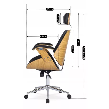 FABIAN Golden Oak fotel, aranytölgy/fekete műbőr