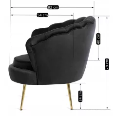 ANGEL Fekete Bársony Fotel