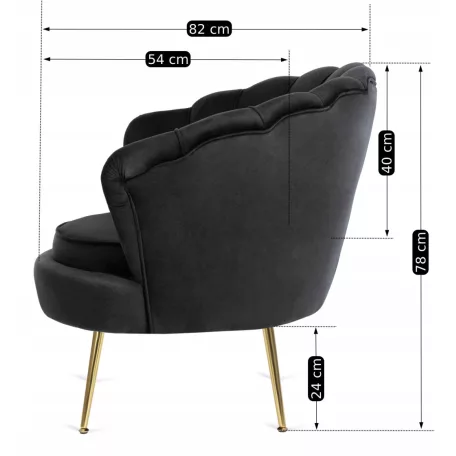 ANGEL Fekete Bársony Fotel