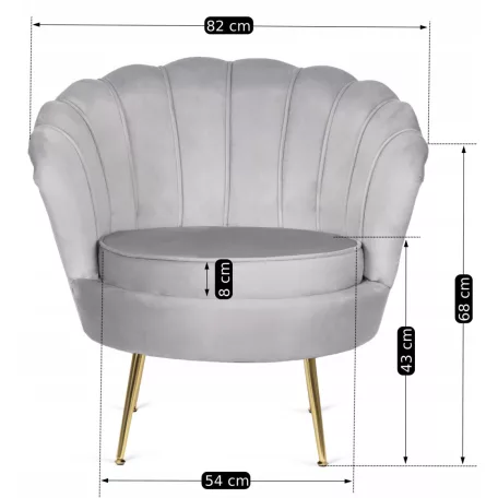 ANGEL szürke bársony fotel