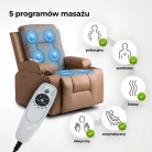 Masszázsfotel BOX kinyitható pufával Karamell öko-bőr
