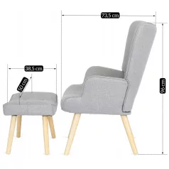 LOZANO 2 Lounge Fotel Lábtartóval Szürke