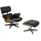 PALERMO Lounge Fotel Lábtartóval, Fekete Ökobőr