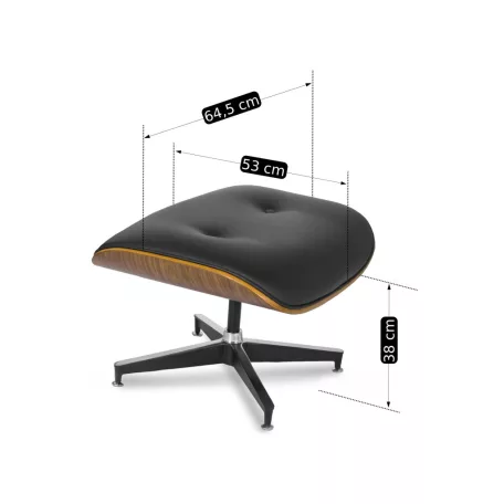 PALERMO Lounge Fotel Lábtartóval, Fekete Ökobőr