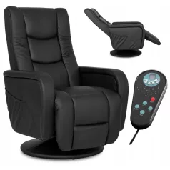 SPIKE Forgós masszázsfotel, fekete, ökológikus bőr