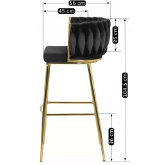 FLORES 2 fekete bársony szék