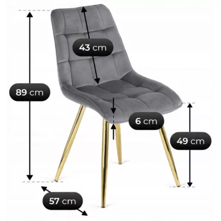 CARO szürke bársony szék