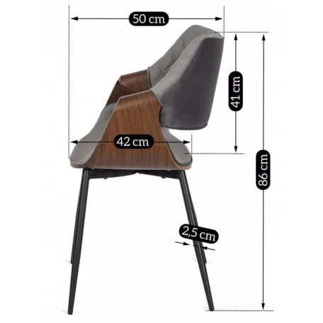 DAKOTA Szék Szürke/Diófa Bársony