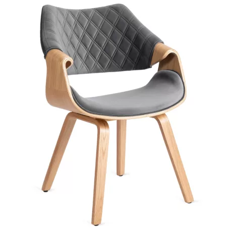 LUISE szék, bársony, szürke, hajlított rétegelt lemez