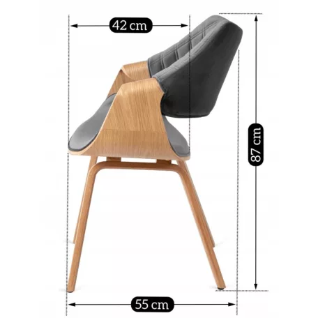 LUISE szék, bársony, szürke, hajlított rétegelt lemez