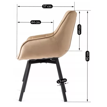 LUNA bézs bársony forgószék