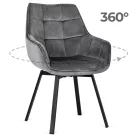 LUNA szürke bársony forgószék