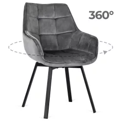 LUNA szürke bársony forgószék